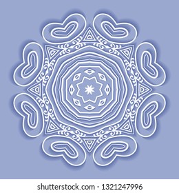 Mandala isolated design element, doodle geometric line pattern. Stylized floral round ornament. Hand drawn vector illustration