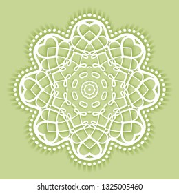 Mandala isolated design element, doodle geometric line pattern. Stylized floral round ornament. Hand drawn vector illustration