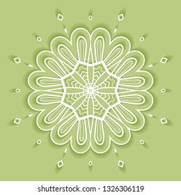 Mandala isolated design element, doodle geometric line pattern. Stylized floral round ornament. Hand drawn vector illustration