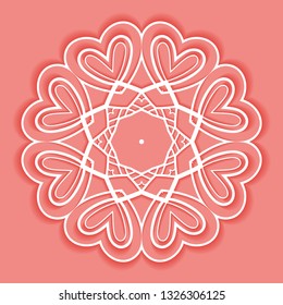 Mandala isolated design element, doodle geometric line pattern. Stylized floral round ornament. Hand drawn vector illustration