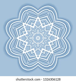 Mandala isolated design element, doodle geometric line pattern. Stylized floral round ornament. Hand drawn vector illustration