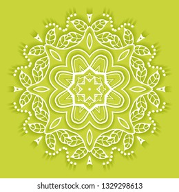 Mandala isolated design element, doodle geometric line pattern. Stylized floral round ornament. Hand drawn vector illustration