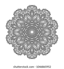 Mandala isolated design element, geometric line pattern. Anti-stress. Unusual flower shape. Hand drawn background. Islam, Arabic, Indian, ottoman motifs.