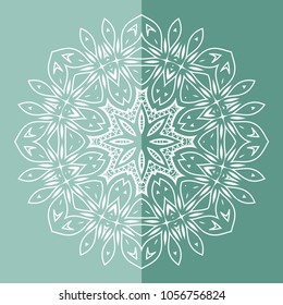 Mandala isolated design element, geometric line pattern. Stylized floral round ornament. Doodle art for textile fabric or paper print. Hand drawn vector illustration