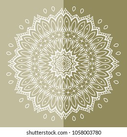 Mandala isolated design element, geometric line pattern. Stylized floral round ornament. Doodle art for textile fabric or paper print. Hand drawn vector illustration
