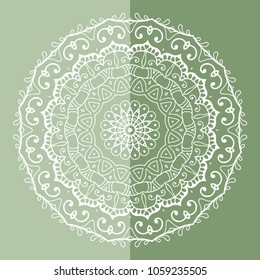 Mandala isolated design element, geometric line pattern. Stylized floral round ornament. Doodle art for textile fabric or paper print. Hand drawn vector illustration