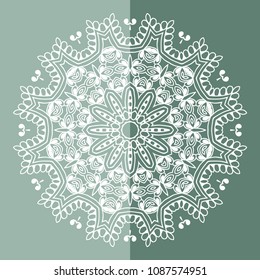 Mandala isolated design element, geometric line pattern. Stylized floral round ornament. Doodle art for textile fabric or paper print. Hand drawn vector illustration