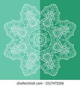 Mandala isolated design element, geometric line pattern. Stylized floral round ornament. Doodle art for textile fabric or paper print. Hand drawn vector illustration