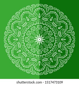 Mandala isolated design element, geometric line pattern. Stylized floral round ornament. Doodle art for textile fabric or paper print. Hand drawn vector illustration