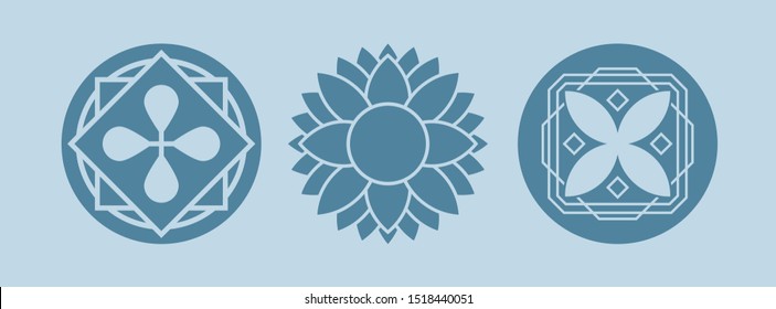 Mandala isolated design element, geometric line pattern. Stylized floral round ornament. Art for textile fabric or paper print.