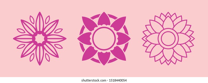 Mandala isolated design element, geometric line pattern. Stylized floral round ornament. Art for textile fabric or paper print.