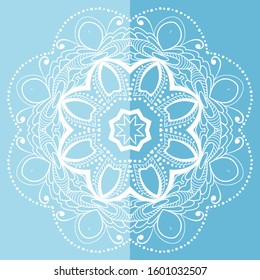 Mandala isolated design element, geometric line pattern. Stylized floral round ornament. Doodle art for textile fabric or paper print. Lace background. Hand drawn vector illustration