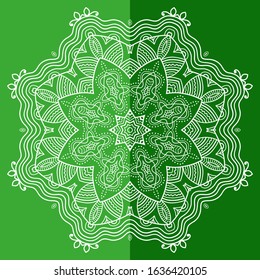 Mandala isolated design element, geometric line pattern. Stylized floral round ornament. Doodle art for textile fabric or paper print. Lace background. Hand drawn vector illustration