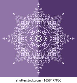 Elemento de diseño aislado de Mandala, patrón de línea geométrica. El adorno floral estilizado. Dibujo de cartón para tela o papel. Fondo de encaje. Ilustración vectorial dibujada a mano
