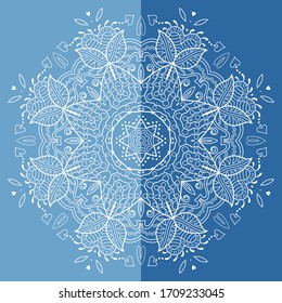 Mandala isolated design element, geometric line pattern. Stylized floral round ornament. Doodle art for textile fabric or paper print. Lace background. Hand drawn vector illustration