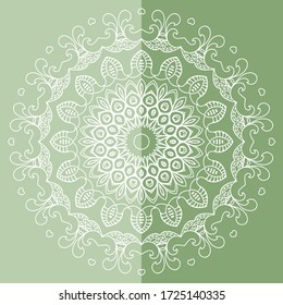 Mandala isolated design element, geometric line pattern. Stylized floral round ornament. Doodle art for textile fabric or paper print. Lace background. Hand drawn vector illustration