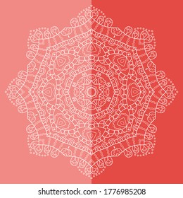 Mandala isolated design element, geometric line pattern. Stylized floral round ornament. Doodle art for textile fabric or paper print. Lace background. Hand drawn vector illustration