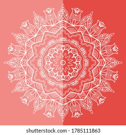 Mandala isolated design element, geometric line pattern. Stylized floral round ornament. Doodle art for textile fabric or paper print. Lace background. Hand drawn vector illustration