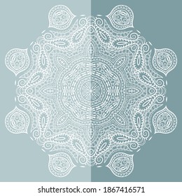 Mandala isoliertes Design-Element, geometrisches Zeilenmuster. Stilvolle, blumengeschmückte Rundschmuck. Doodle-Kunst für Textil- oder Papierdruck. Spitzenhintergrund. handgezeichnete Vektorgrafik
