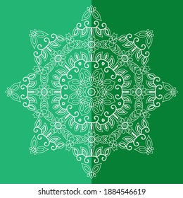 Mandala isolated design element, geometric line pattern. Stylized floral round ornament. Doodle art for textile fabric or paper print. Lace background. Hand drawn vector illustration