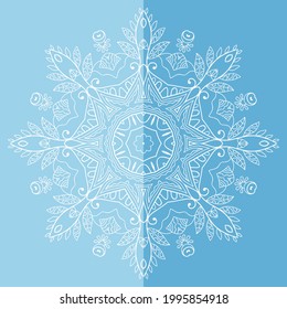 Mandala isolated design element, geometric line pattern. Stylized floral round ornament. Doodle art for textile fabric or paper print. Lace background. Hand drawn vector illustration