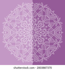 Mandala isoliertes Design-Element, geometrisches Zeilenmuster. Stilvolle, blumengeschmückte Rundschmuck. Doodle-Kunst für Textil- oder Papierdruck. Spitzenhintergrund. handgezeichnete Vektorgrafik