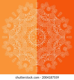 Elemento de diseño aislado de Mandala, patrón de línea geométrica. Ornamento redondo floral estilizado. Dibujo de cartón para tela textil o papel impreso. Fondo de encaje. Ilustración vectorial dibujada por mano