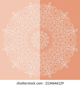 Mandala isolated design element, geometric line pattern. Stylized floral round ornament. Doodle art for textile fabric or paper print. Lace background. Hand drawn vector illustration