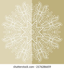 Mandala isolated design element, geometric line pattern. Stylized floral round ornament. Doodle art for textile fabric or paper print. Lace background. Hand drawn vector illustration