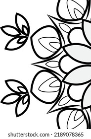 Mandala isolated design element, geometric line drawing. Stylized floral round ornament. Monochrome sketch for coloring book page, print on textile fabric. Black and white vector illustration