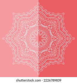 Mandala isoliertes Design-Element, geometrisches Zeilenmuster. Stilvolle, blumengeschmückte Rundschmuck. Doodle-Kunst für Textil- oder Papierdruck. Spitzenhintergrund. handgezeichnete Vektorgrafik