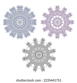 Mandala isolated design element, geometric line pattern flowers mandala