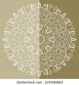 Elemento de diseño aislado de Mandala, patrón de línea geométrica. Ornamento redondo floral estilizado. Dibujo de cartón para tela textil o papel impreso. Fondo de encaje. Ilustración vectorial dibujada por mano