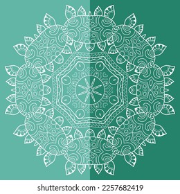 Mandala isolated design element, geometric line pattern. Stylized floral round ornament. Doodle art for textile fabric or paper print. Lace background. Hand drawn vector illustration