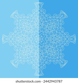 Mandala isolated design element, geometric line pattern. Stylized floral round ornament. Doodle art for textile fabric or paper print. Lace background. Hand drawn vector illustration
