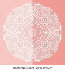 Elemento de design isolado de Mandala, padrão de linha geométrica. Ornamento redondo floral estilizado. Rabiscar arte para tecido têxtil ou impressão de papel. Fundo de renda. Ilustração de vetor desenhada à mão