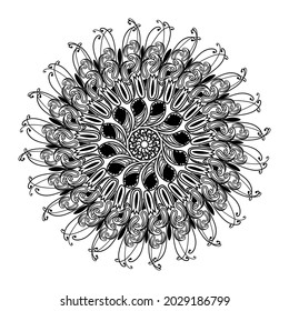 mandala isolated element of indian ornamental decorative floral style abstract black and white pattern background design