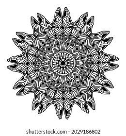 mandala isolated element of indian ornamental decorative floral style abstract black and white pattern background design