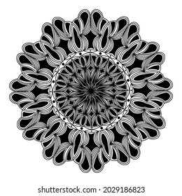 mandala isolated element of indian ornamental decorative floral style abstract black and white pattern background design