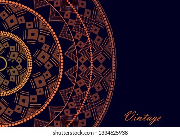 Mandala is an isolated graphic element. Oriental ornament geometric pattern. Stylized  round decor. Abstract line art for creative business card, logo, badge, emblem. Prints for textiles, beach mats, 