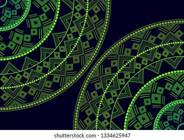 Mandala is an isolated graphic element. Oriental ornament geometric pattern. Stylized round decor. Abstract line art for creative business card, logo, badge, emblem. Prints for textiles, beach mats, y