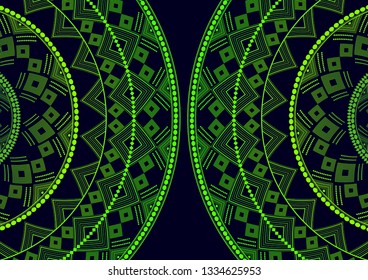 Mandala is an isolated graphic element. Oriental ornament geometric pattern. Stylized  round decor. Abstract line art for creative business card, logo, badge, emblem. Prints for textiles, beach mats, 