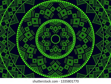 Mandala is an isolated graphic element. Oriental ornament geometric pattern. Stylized round decor. Abstract line art for creative business card, logo, badge, emblem. Prints for textiles, beach mats