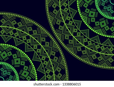 Mandala is an isolated graphic element. Oriental ornament geometric pattern. Stylized round decor. Abstract line art for creative business card, logo, badge, emblem. Prints for textiles, beach mats