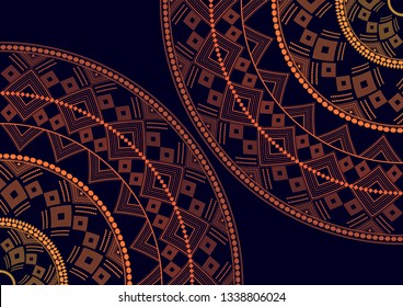 Mandala is an isolated graphic element. Oriental ornament geometric pattern. Stylized round decor. Abstract line art for creative business card, logo, badge, emblem. Prints for textiles, beach mats