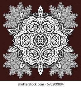 Mandala. Isolated on brown background. Vector illustrate. Round ornament pattern.