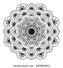 Mandala isolated on white background. Vintage decorative elements. Islam, Arabic, Indian, moroccan, ottoman motifs. Outline hand drawn. Vector illustration.
