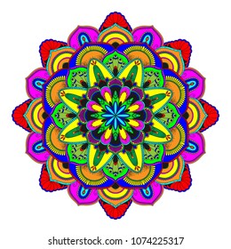 Mandala isolated on white background. Vintage decorative elements. Islam, Arabic, Indian, moroccan, ottoman motifs. Outline hand drawn. Vector illustration.
