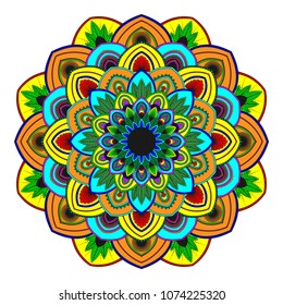 Mandala isolated on white background. Vintage decorative elements. Islam, Arabic, Indian, moroccan, ottoman motifs. Outline hand drawn. Vector illustration.
