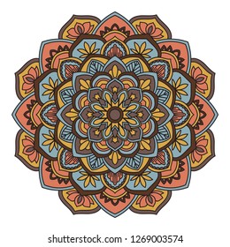 Mandala isolated on white background. Vintage decorative elements. Islam, Arabic, Indian, moroccan, ottoman motifs. Outline hand drawn. Vector illustration.